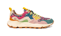 YAMANO 3 WMN Sneakers in suede nylon floreale petrol cipria fuchsia